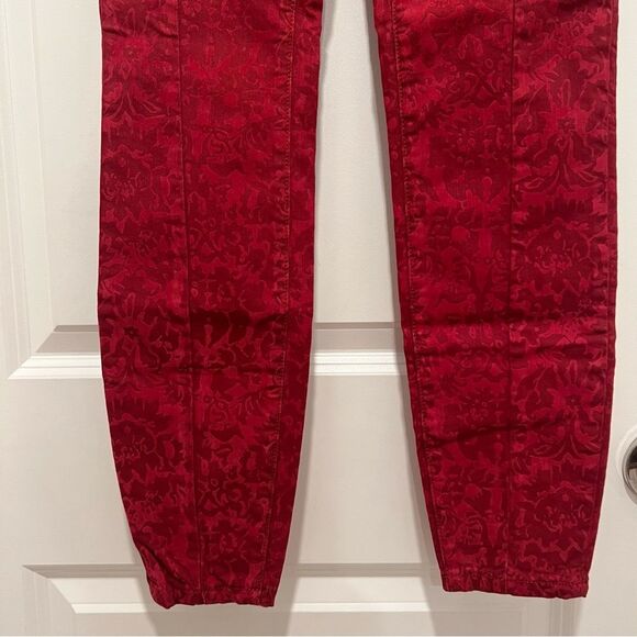 Anthropologie Pilcro Flocked High-Rise Red Denim Leggings Women's Sz. 26 NWT - Picture 5 of 16